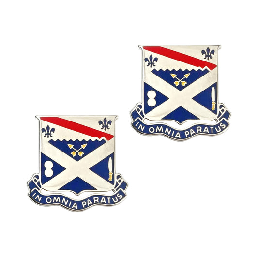 18th Infantry Regiment - "In Omnia Paratus" crest (pair) - Sta-Brite Insignia Inc.