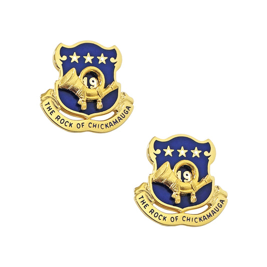 19th Infantry Crest  "The Rock of Chickamauga" (pair) - Sta-Brite Insignia Inc.