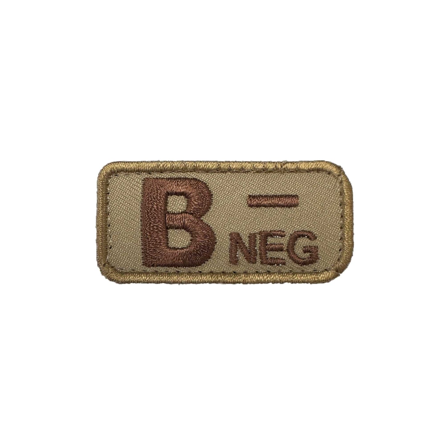 B- Blood Type Patch Desert W/ Brown Letters W/ Hook Fastener - Sta-Brite Insignia Inc.