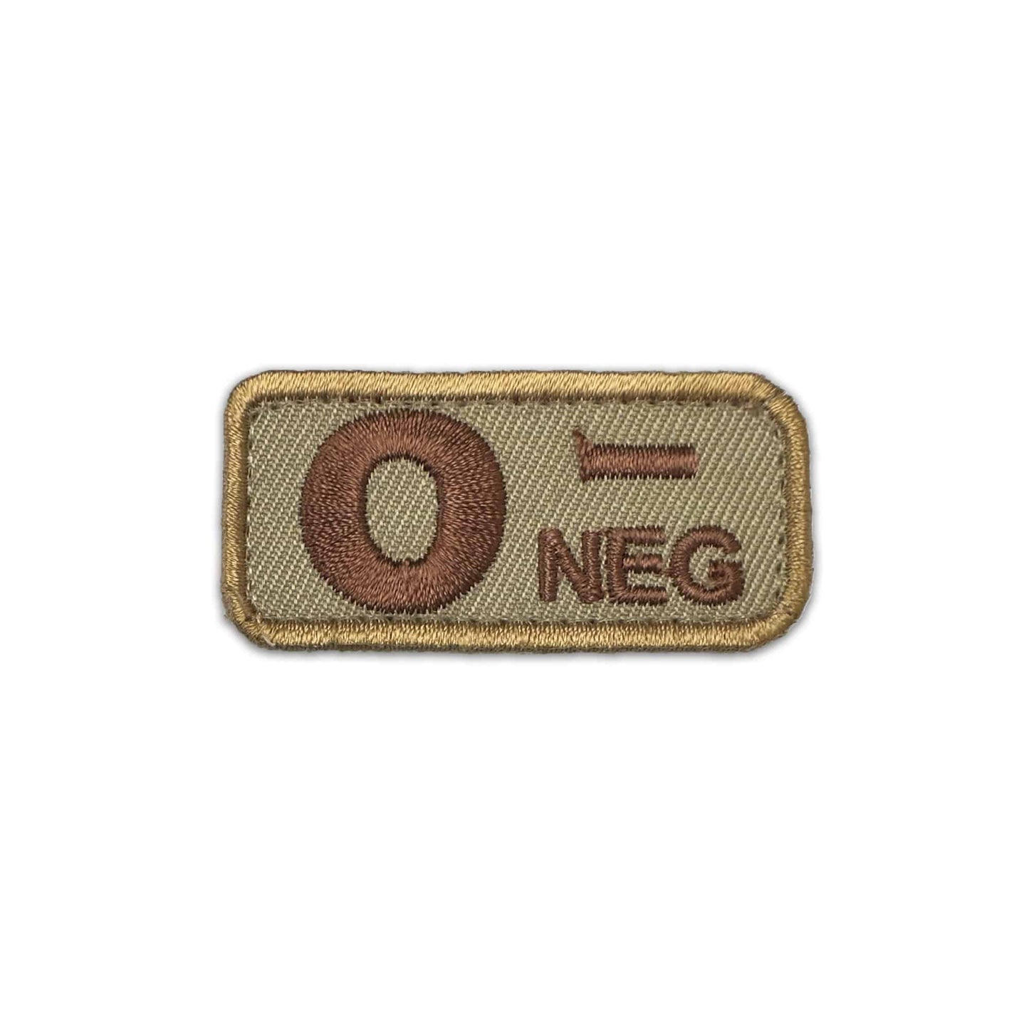 O- Blood Type Patch Desert W/ Brown Letters W/ Hook Fastener - Sta-Brite Insignia Inc.