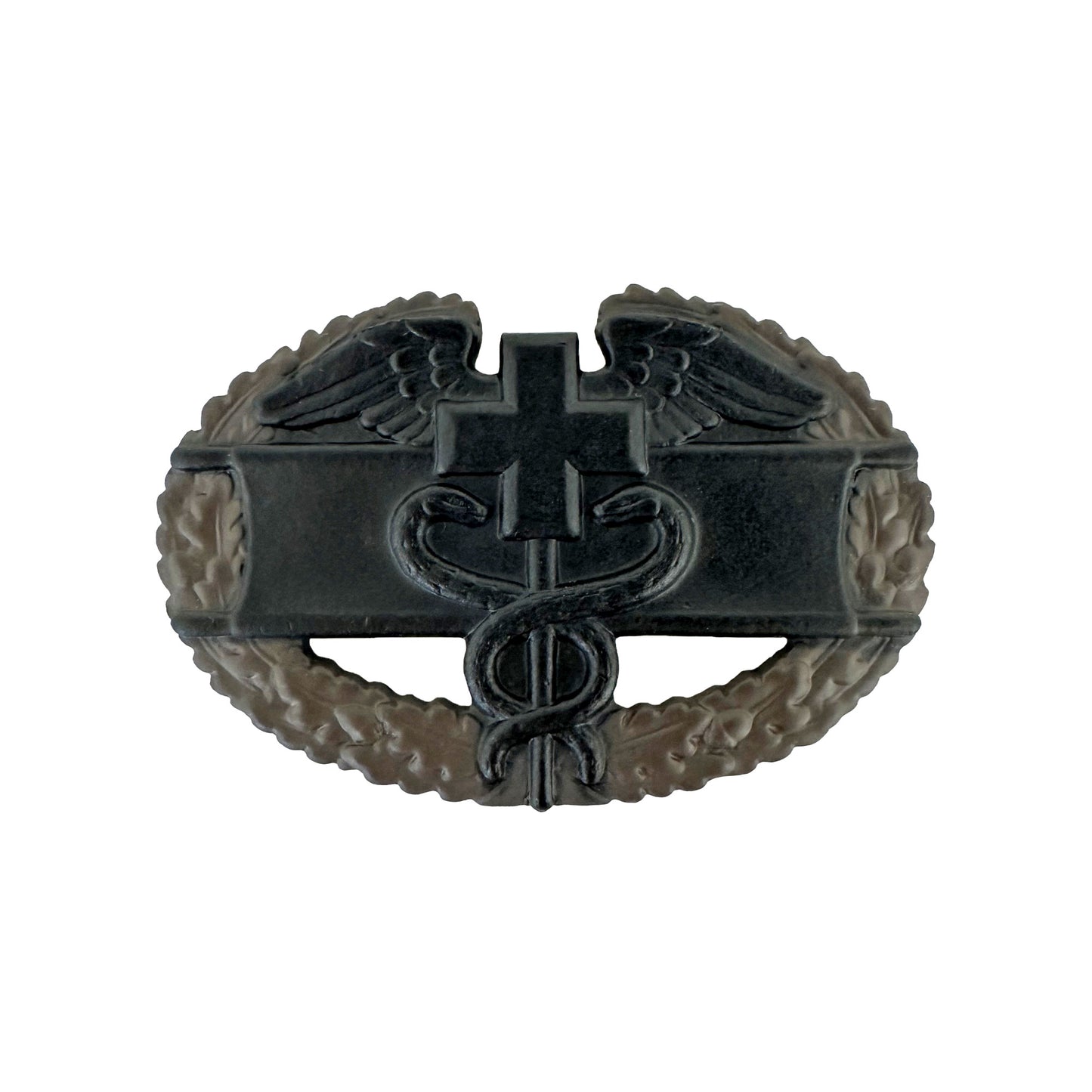 Master Combat Medical Badge 1 AWD Brown Wreath Full Size Black Metal STA-BRITE