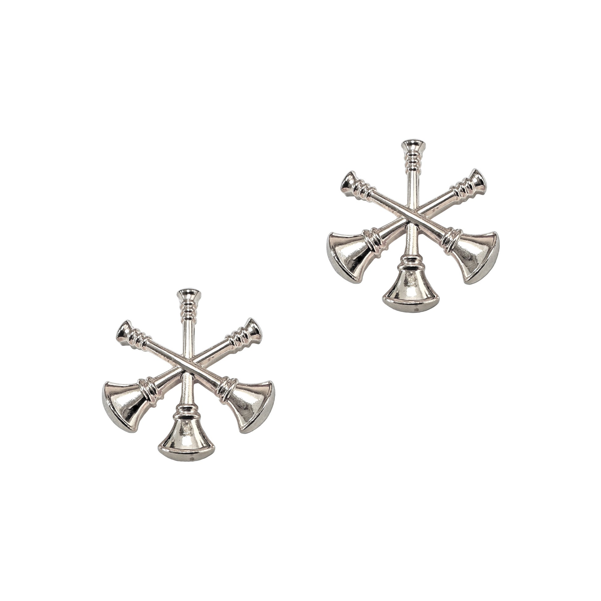 STA-BRITE® ASST CHIEF 3 BUGLES 2 POSTS NICKEL 3/4"(pair) - Sta-Brite Insignia Inc.