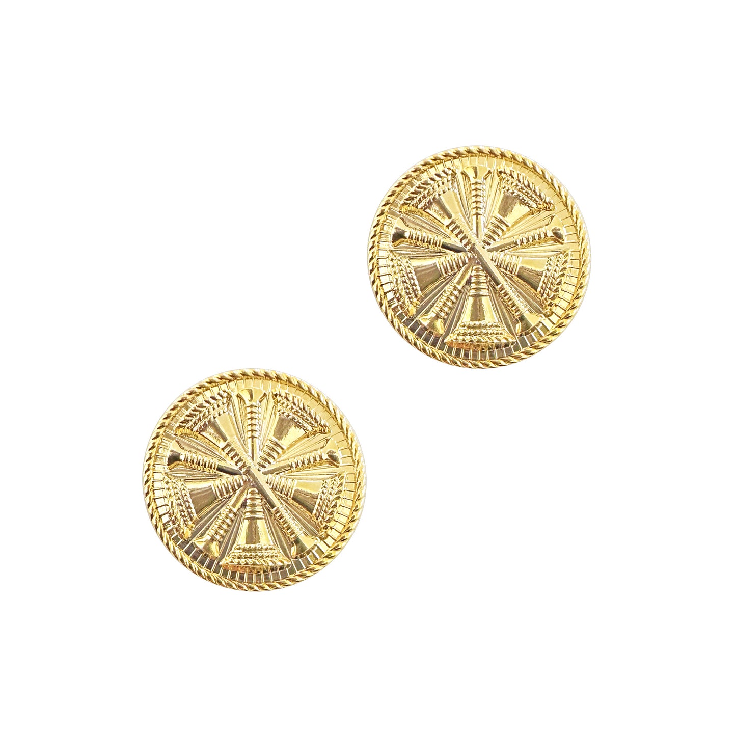 Fire Chief 5 Bugles on disk STA-BRITE® Gold 3/4" (pair) - Sta-Brite Insignia Inc.