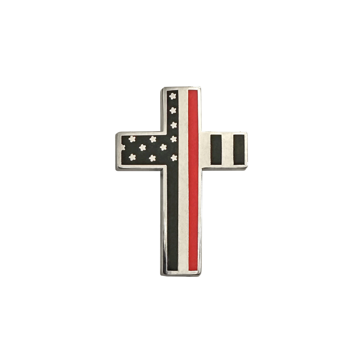 Fire Red Line Christian Cross Pin 1 1/8" (each) - Sta-Brite Insignia Inc.