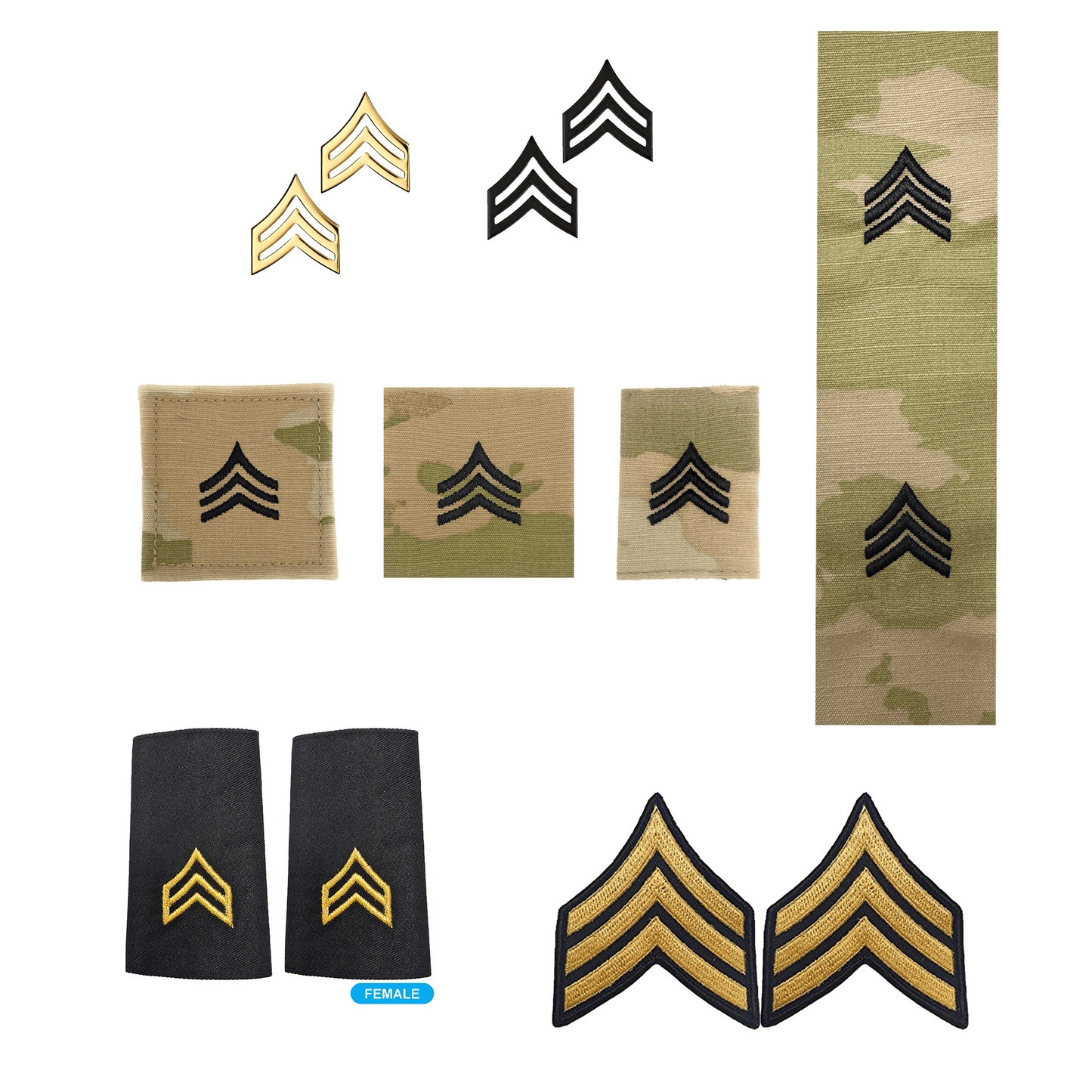 U.S. Army (E5) Sergeant Rank Bundle (Female) - Sta-Brite Insignia Inc.