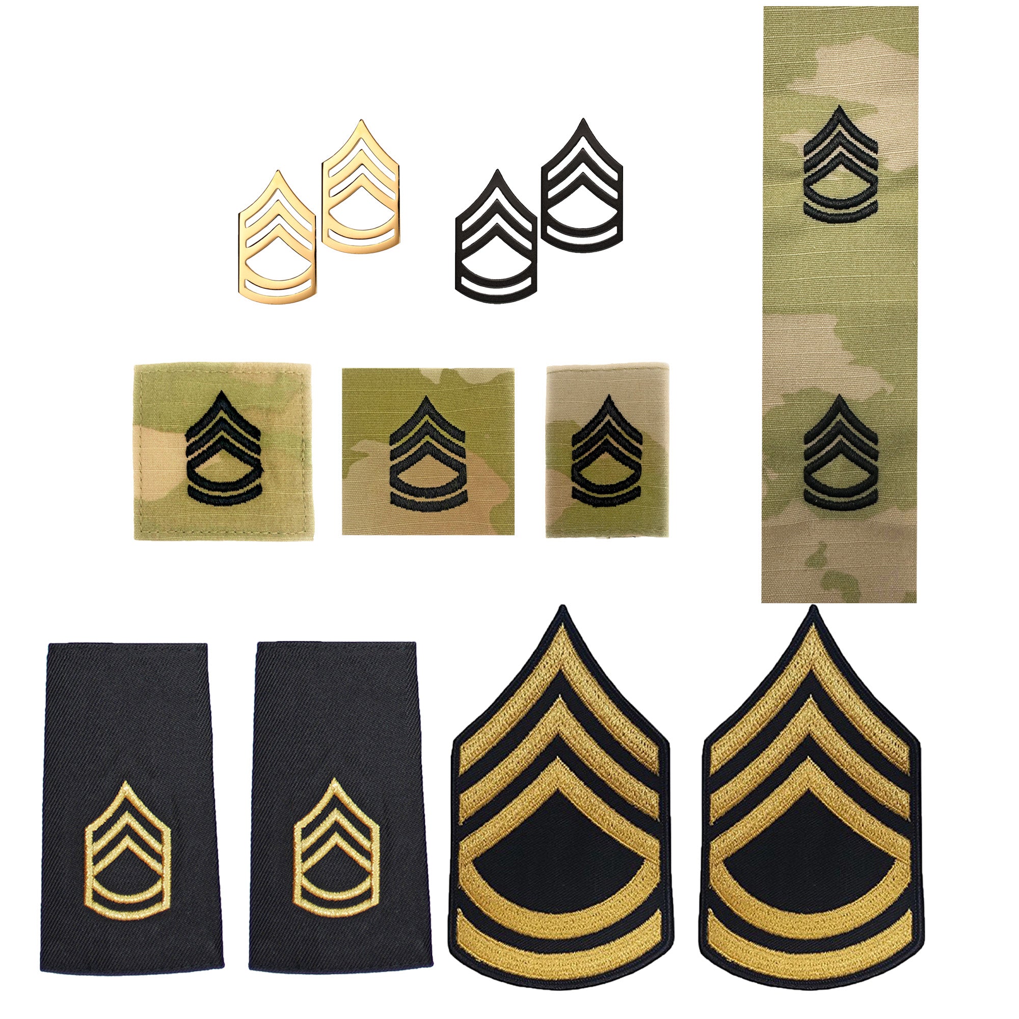 E7 Sergeant First Class Gold on Blue Sew-On - Large/Male
