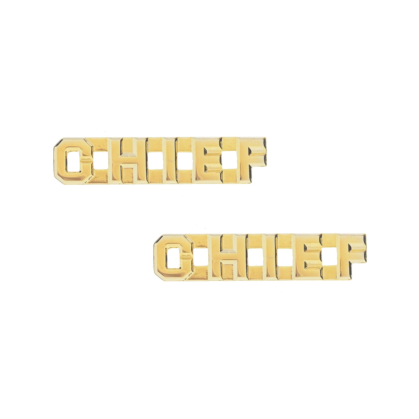 Police CHIEF Letters Pin 1/4" Sta-Brite Gold Pair - Sta-Brite Insignia Inc.
