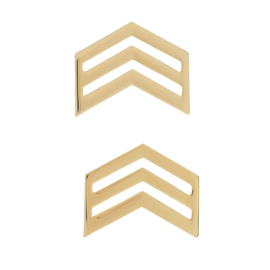 ROTC Sergeant STA-BRITE® (Gold) Rank Pin-on (pair) - Sta-Brite Insignia Inc.