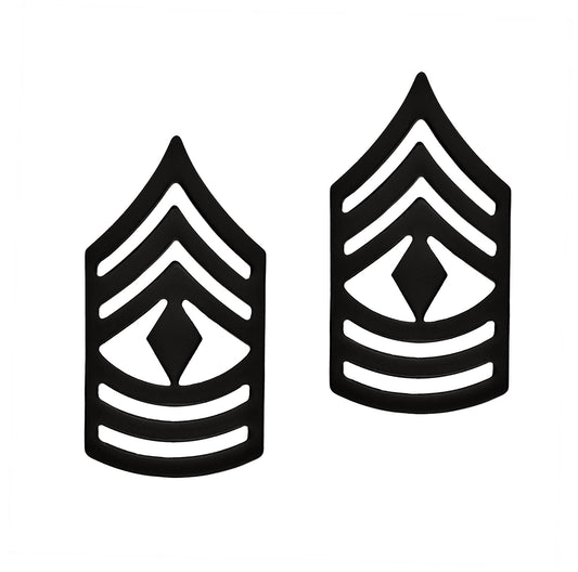 US Army E8 First Sergeant STA-BRITE® BLACK Metal Pin-on Rank - Sta-Brite Insignia Inc.