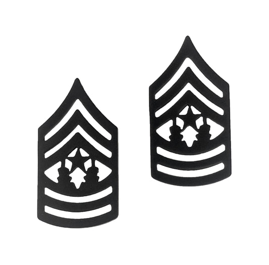 US Army E9 Command Sergeant Major STA-BRITE® BLACK Metal Pin-on Rank - Sta-Brite Insignia Inc.