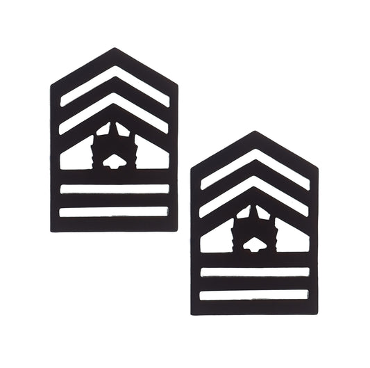 E9-2 ROTC Command Sergeant Major STA-BRITE® (Black) Rank Pin-on (pair) - Sta-Brite Insignia Inc.