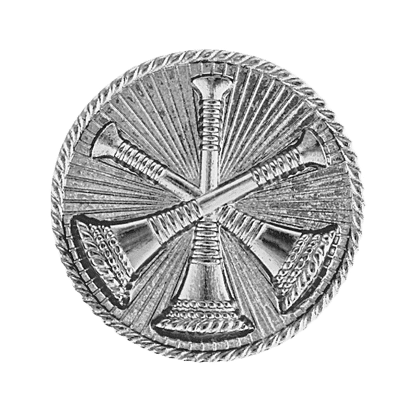 STA-BRITE® ASST CHIEF 3 BUGLES 2 POSTS NICKEL 15/16” - Sta-Brite Insignia Inc.