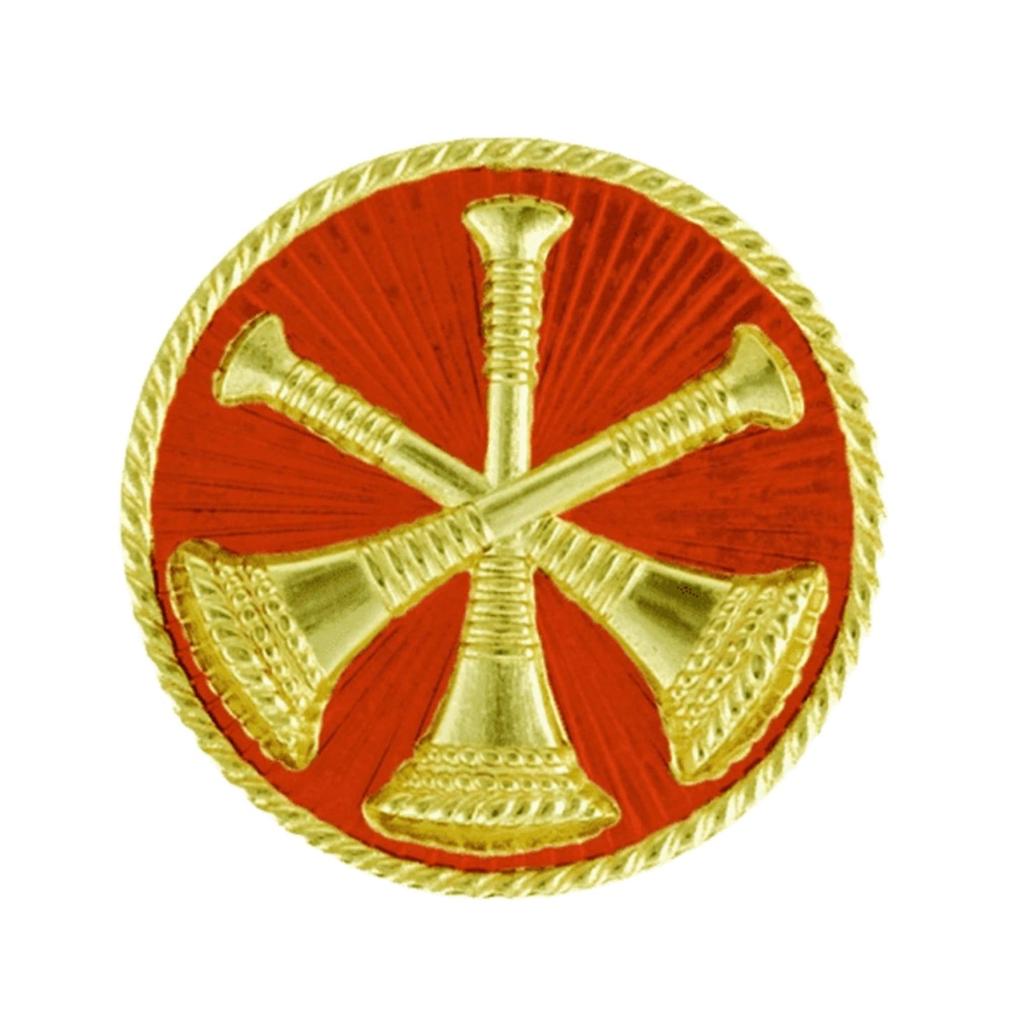 Sta-Brite Assistant Chief 3 Bugles 2 post red with Gold 15/16" - Sta-Brite Insignia Inc.