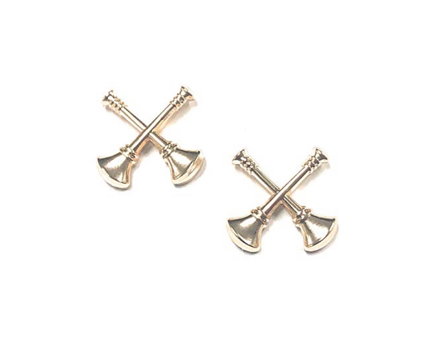 Sta-Brite® Captain 2 Crossed Bugles STA-BRITE Pin On Collar Rank Gold Plated (pair) - Sta-Brite Insignia Inc.