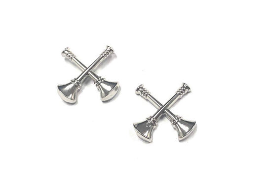 STA-BRITE Captain 2 Crossed Bugles 2 post Nickel 3/4" - Sta-Brite Insignia Inc.