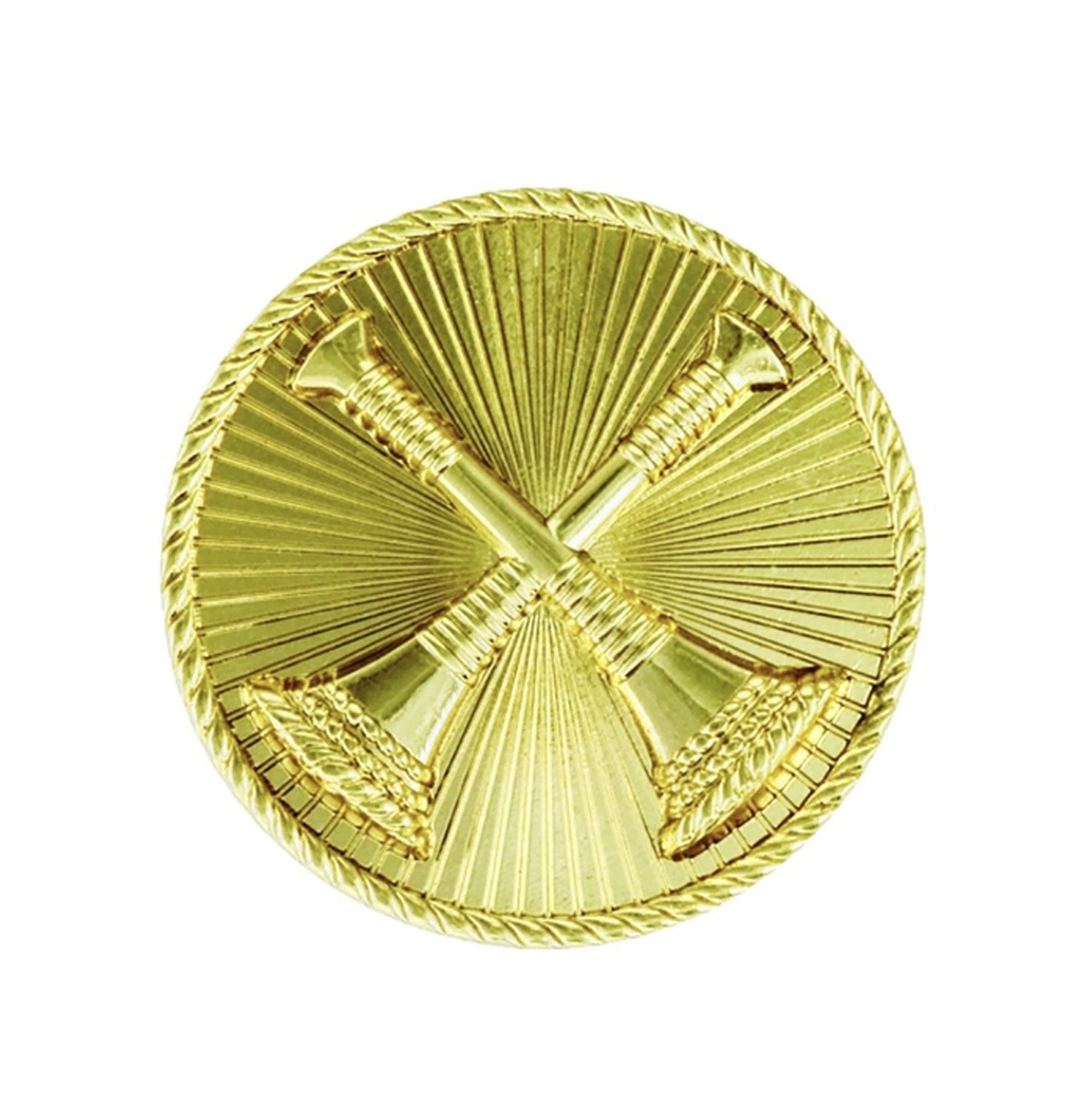 STA-BRITE® Captain 2 crossed bugles 2 Post gold 15/16" - Sta-Brite Insignia Inc.