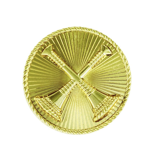 STA-BRITE® Captain 2 crossed bugles 2 Post gold 15/16" - Sta-Brite Insignia Inc.