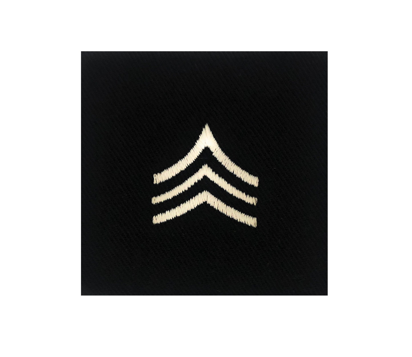 (E5) Sergeant 2x2 Black Sew-on Rank (each) - Sta-Brite Insignia Inc.