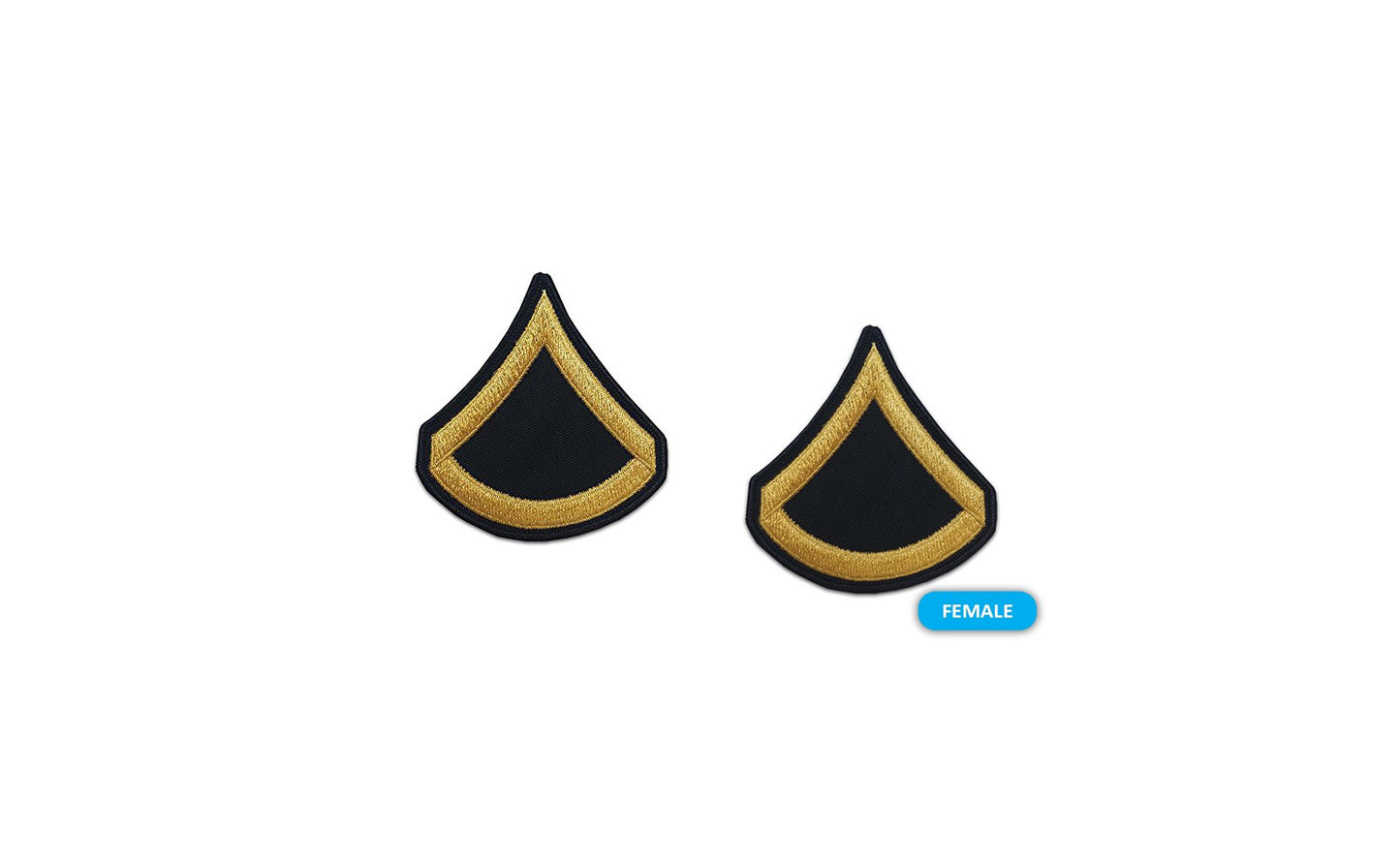 U.S. Army E3 Private First Class Gold on Blue Sew-on - Female (Small) - Sta-Brite Insignia Inc.
