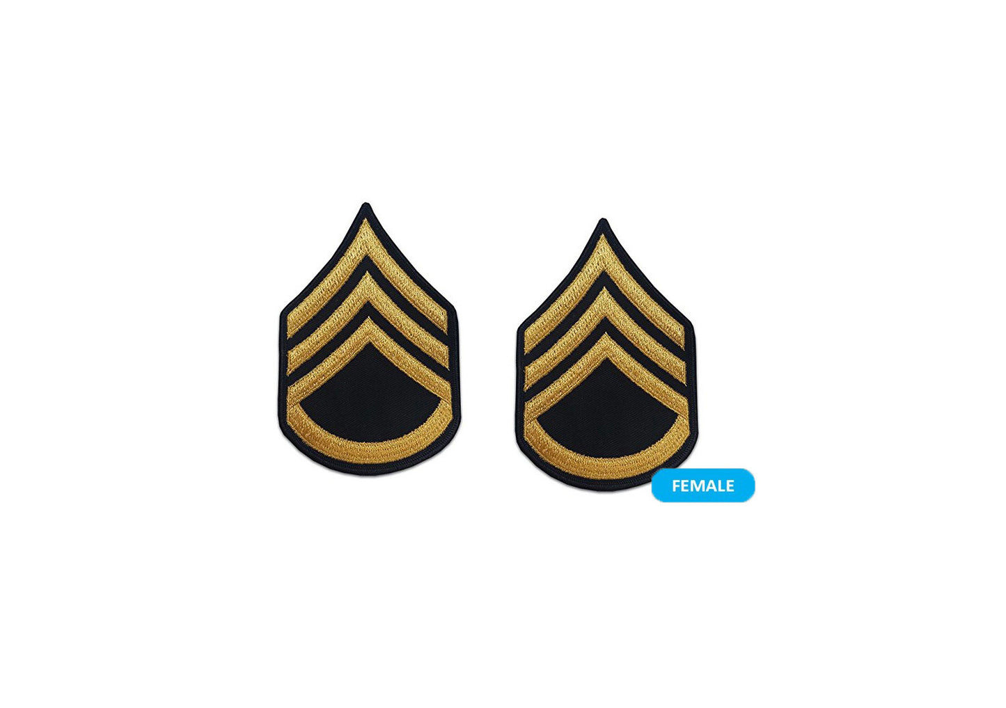 U.S. Army E6 Staff Sergeant Gold on Blue Sew-on - Female (Small) - Sta-Brite Insignia Inc.