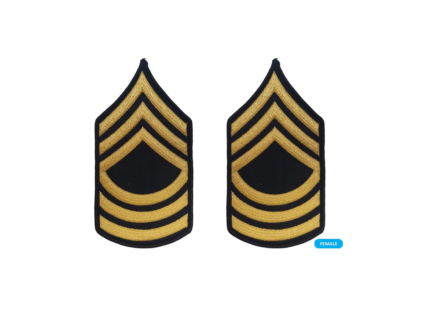 U.S. Army E8 Master Sergeant Gold on Blue Sew-on - Small/Female - Sta-Brite Insignia Inc.
