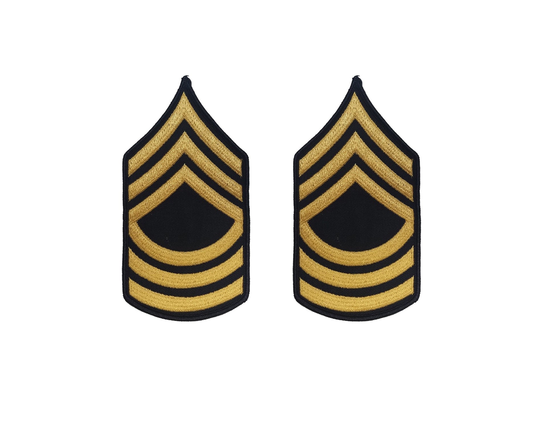 U.S. Army E8 Master Sergeant Gold on Blue Sew-on - Male (Large) - Sta-Brite Insignia Inc.