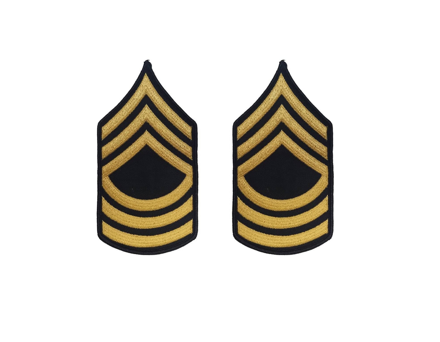 U.S. Army E8 Master Sergeant Gold on Blue Sew-on - Male (Large) - Sta-Brite Insignia Inc.
