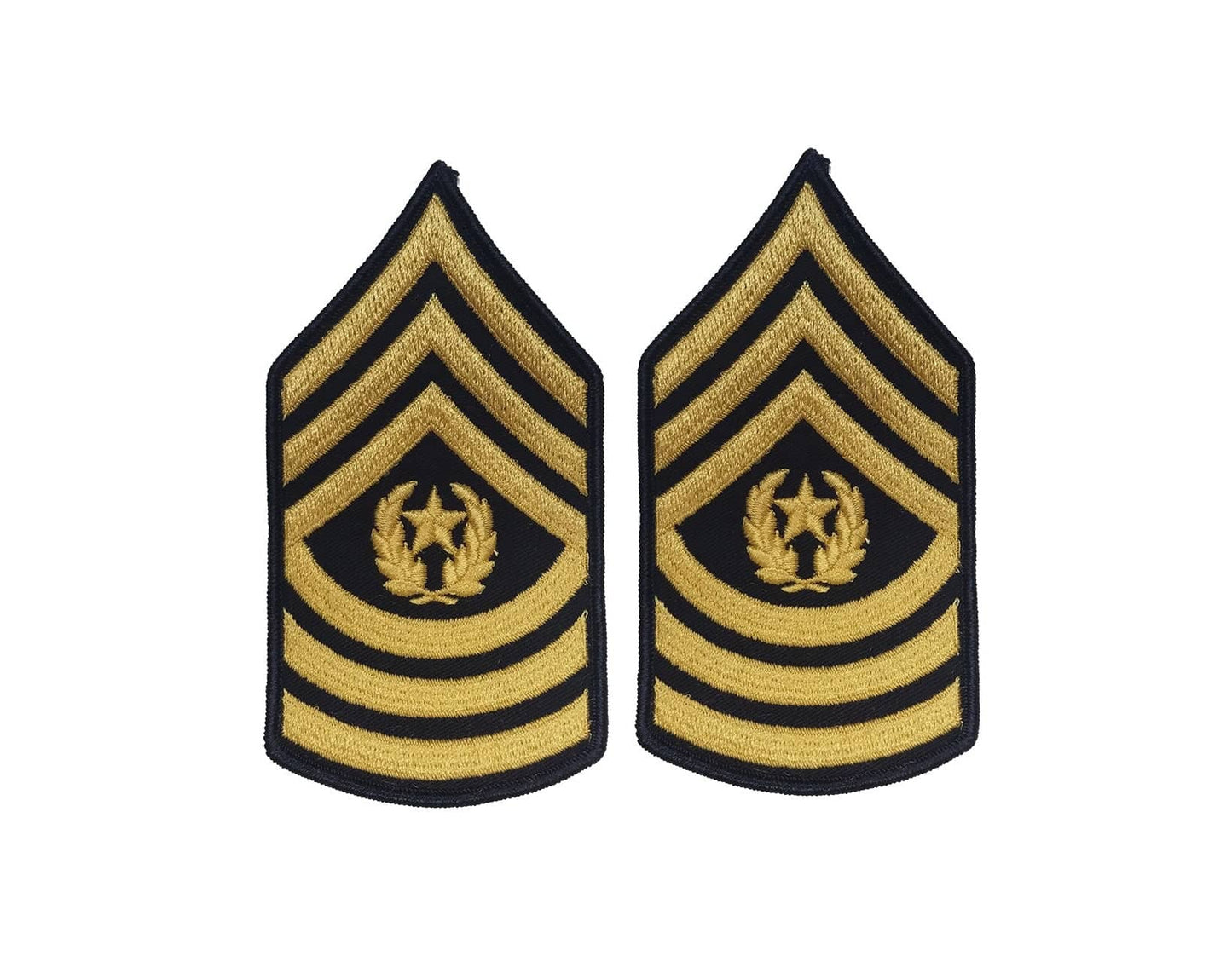 U.S. Army E9 Command Sergeant Major ok in Gold on Blue Sew-on - Male (Large) - Sta-Brite Insignia Inc.