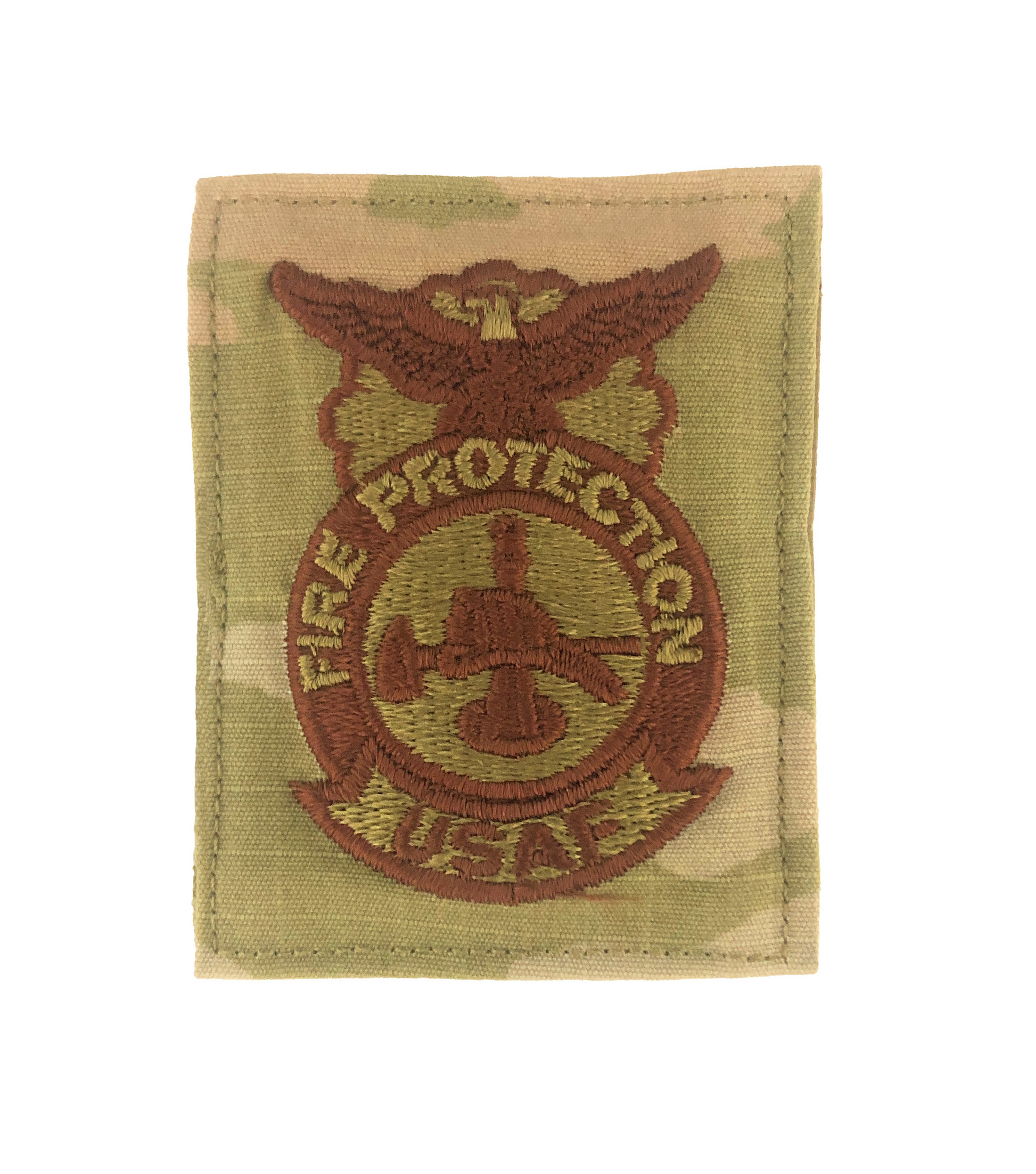 US Air Force Fire Protection OCP Spice Brown Badge with Hook Fastener (each) - Sta-Brite Insignia Inc.