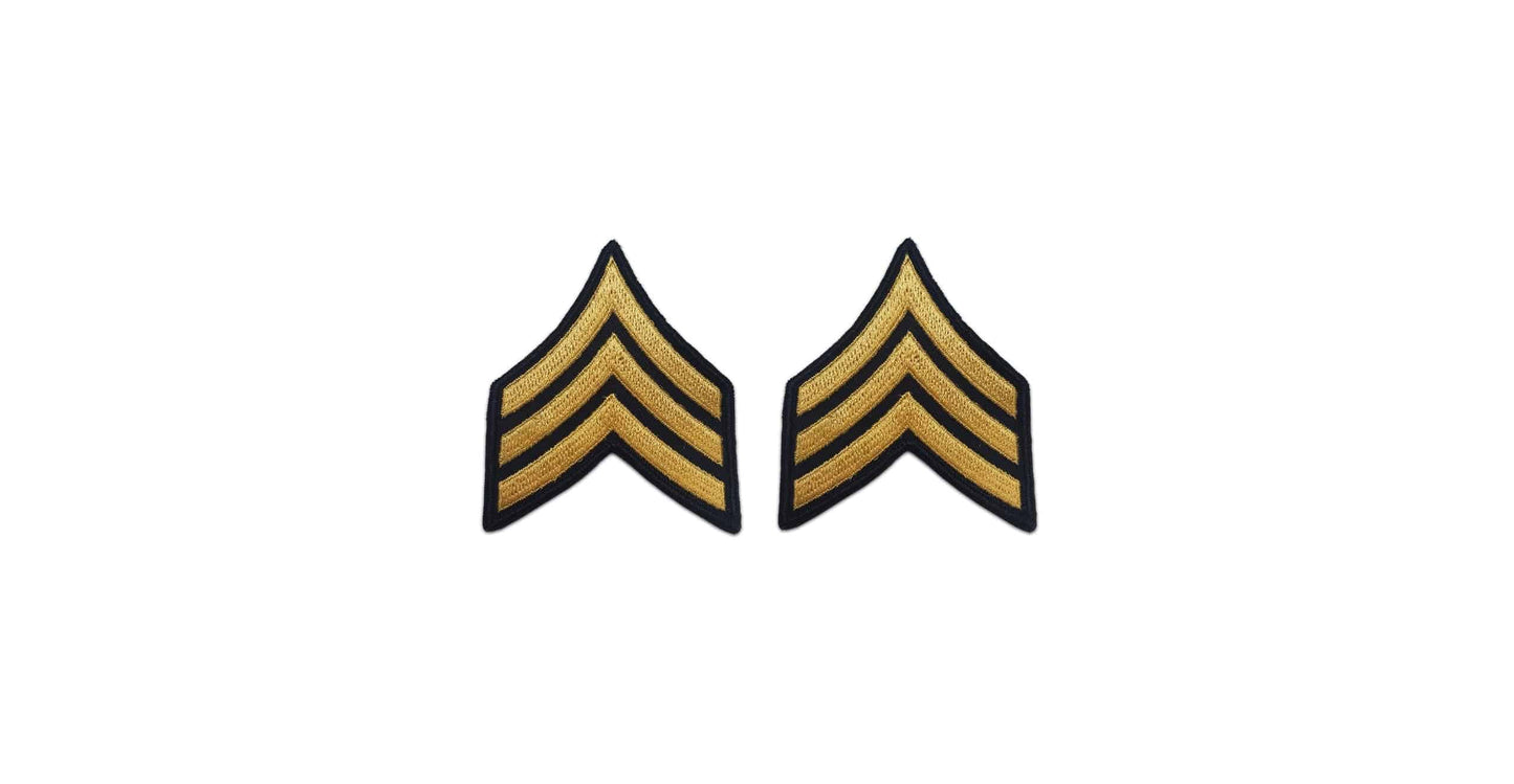 US Army E5 Sergeant Gold on Blue Sew-on - Large/Male - Sta-Brite Insignia Inc.