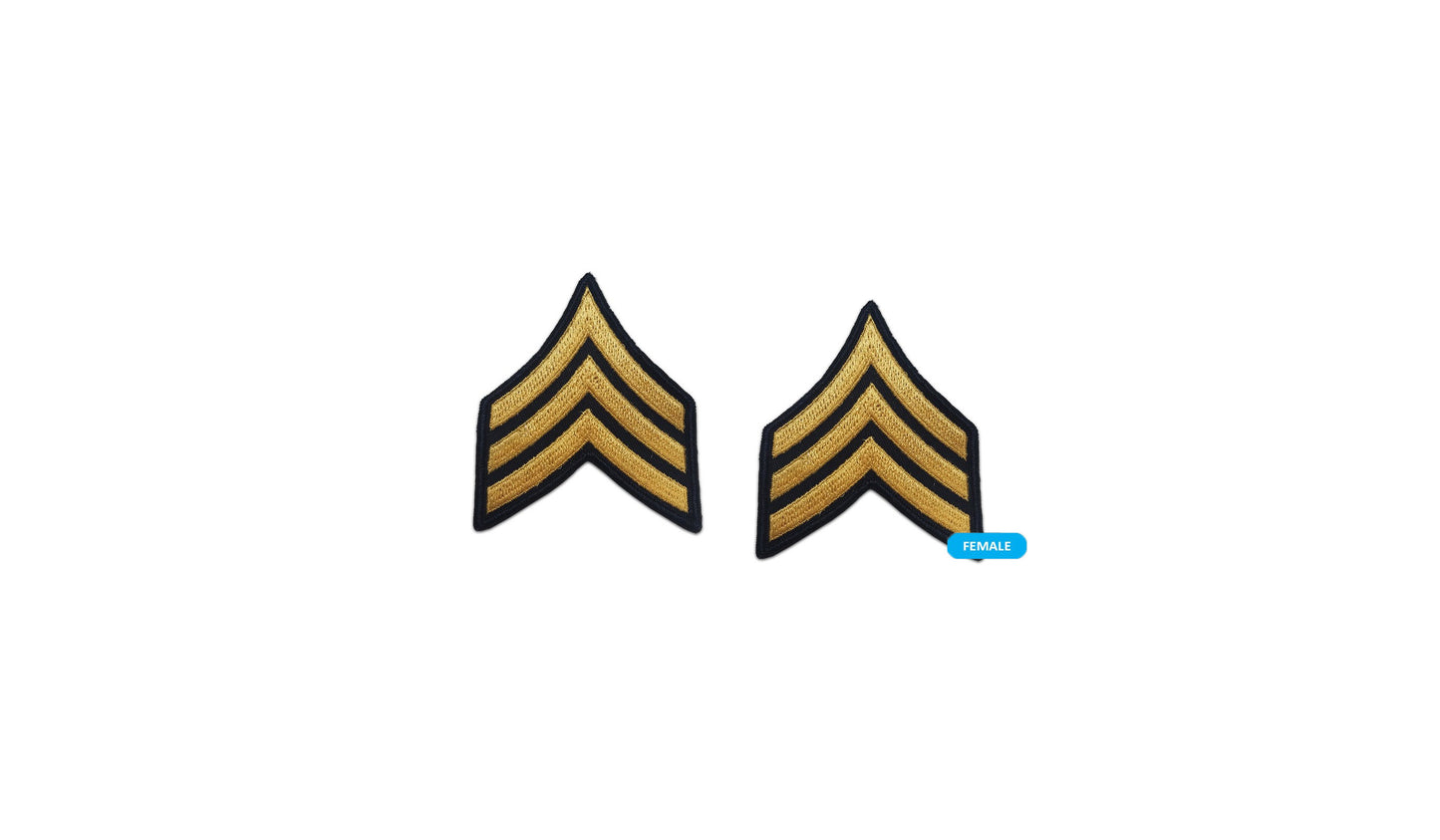 U.S. Army E5 Sergeant Gold on Blue Sew-on - Small/Female
