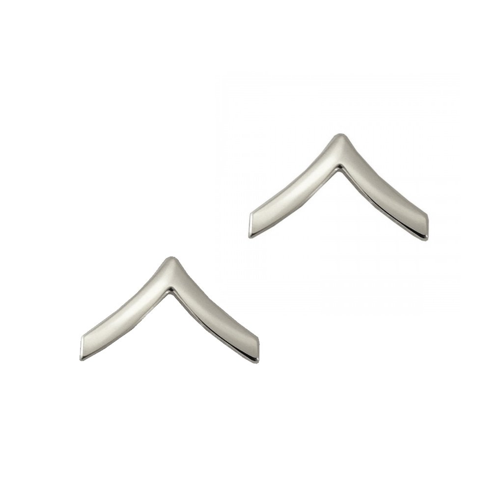 Police Private Nickel Rank Pin 3/4" Pair - Sta-Brite Insignia INC.