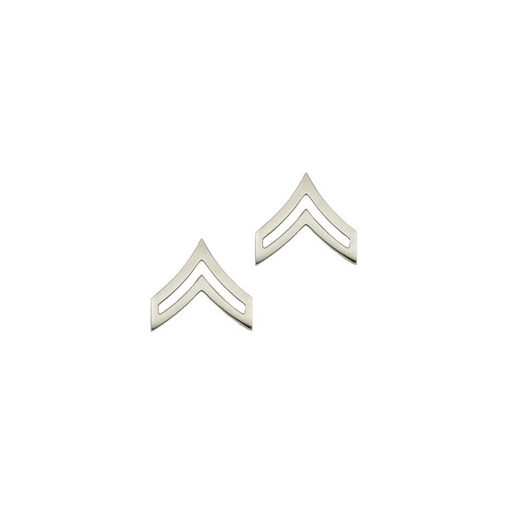 Police Corporal Nickel Rank Pin Tall 13/16" Pair - Sta-Brite Insignia INC.