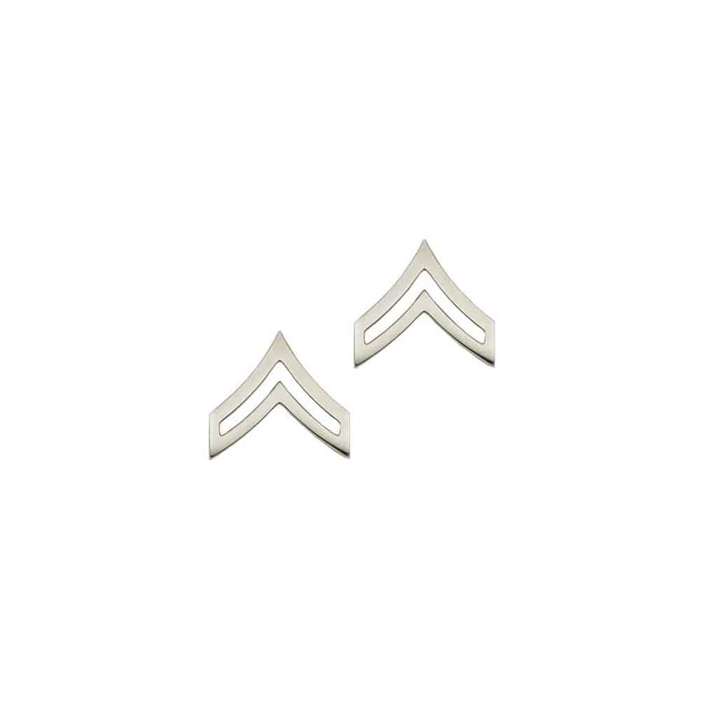Police Corporal Nickel Rank Pin Tall 13/16" Pair - Sta-Brite Insignia INC.