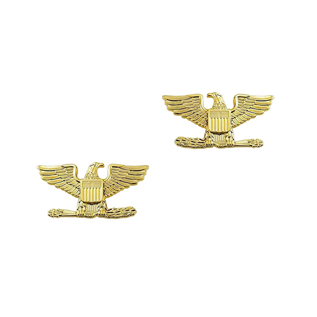 Sta-Brite (pair) Pin Insignia Rank Gold Police Colonel – 1” Sta-Brite