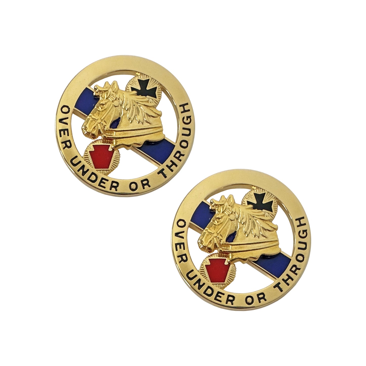 104th Cavalry Regiment Crest   "OVER UNDER OR THROUGH" (pair)