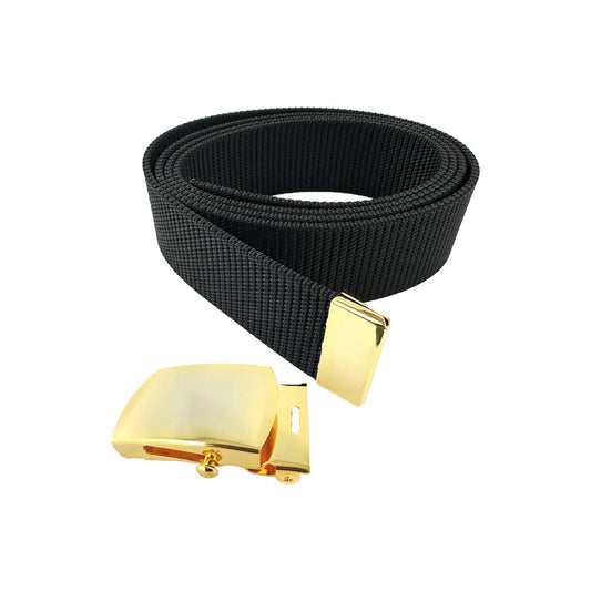 US Army Black Nylon Belt with STA-BRITE® Gold Buckle & Tip Male (each) - Sta-Brite Insignia Inc.