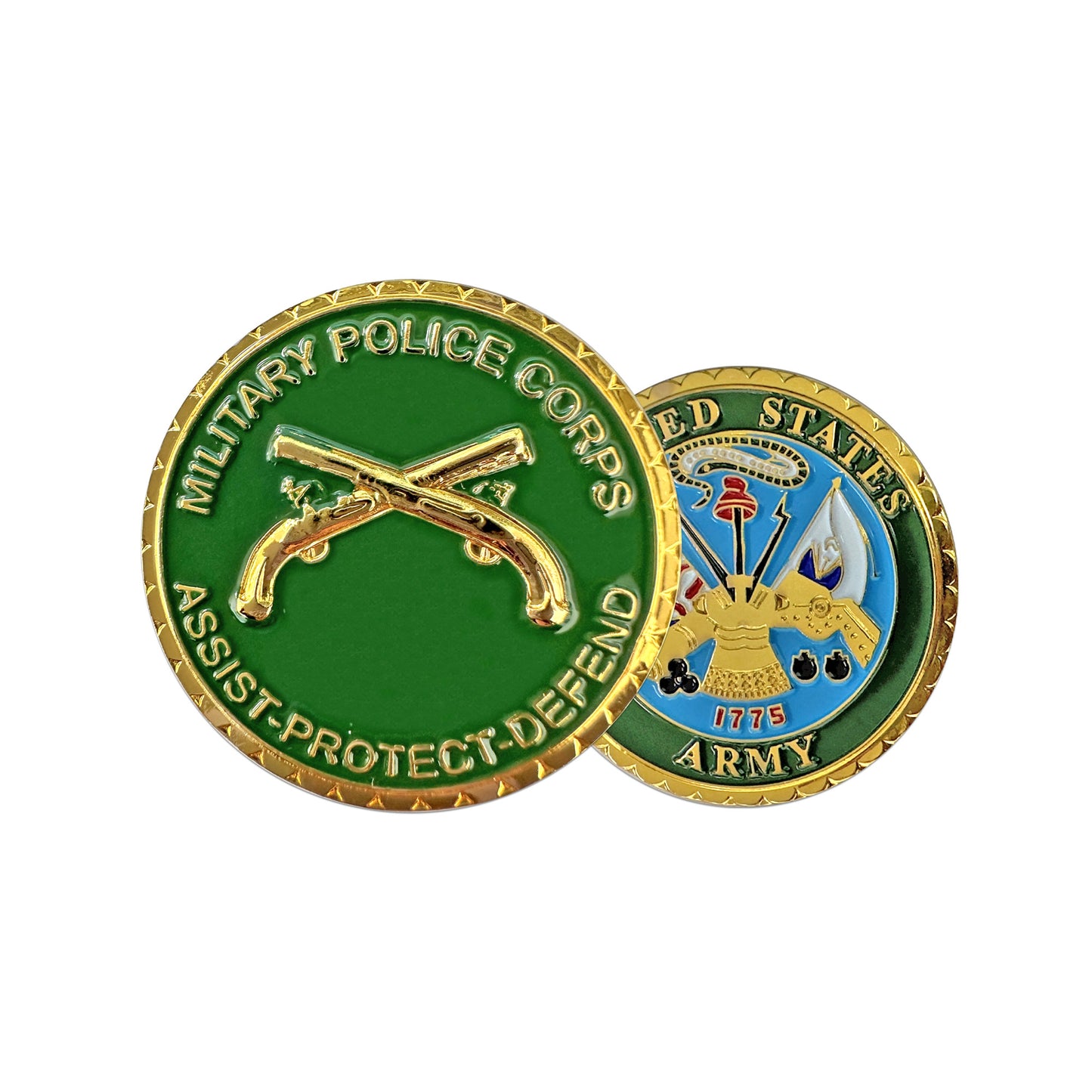 U.S. Army Military Police (MP) Crossed Pistols Challenge Coin