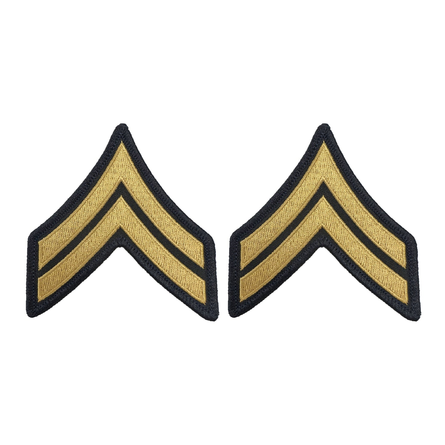 U.S. Army E4 Corporal Gold on Blue Sew-on - Large/Male