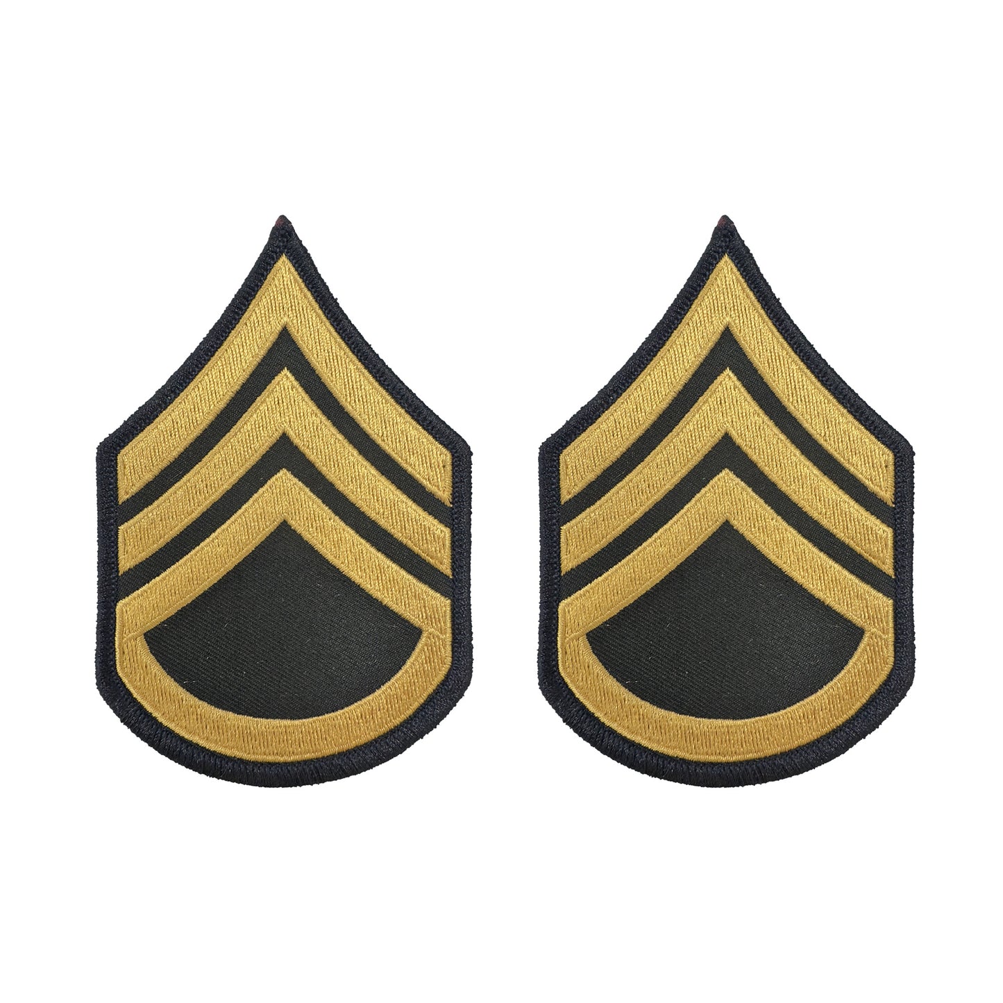 U.S. Army E6 Staff Sergeant Gold on Blue Sew-on - Male (Large) (pair)