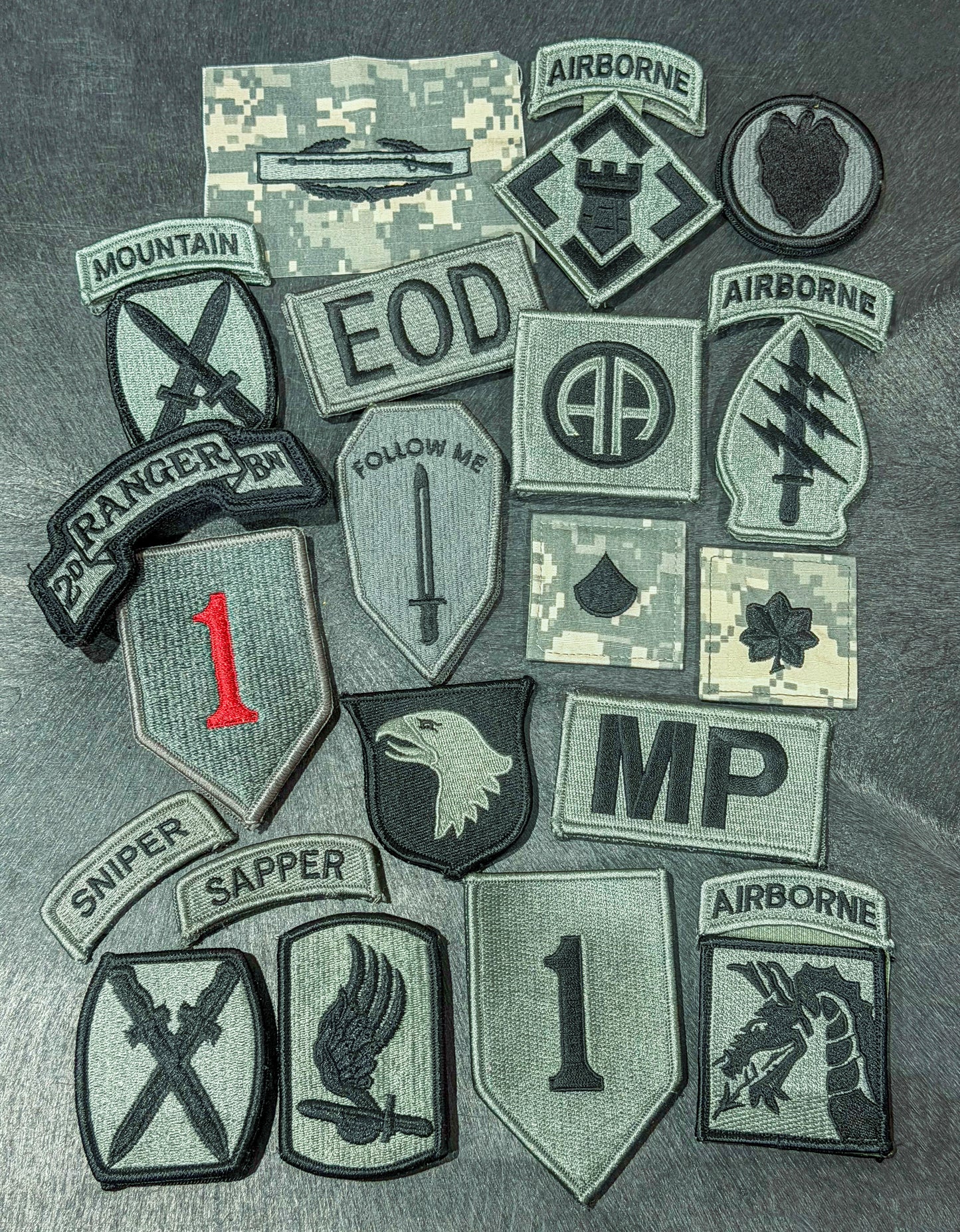 Assorted ACU Patches, Scrolls, Tabs, Ranks, and Badges - Sta-Brite Insignia Inc.