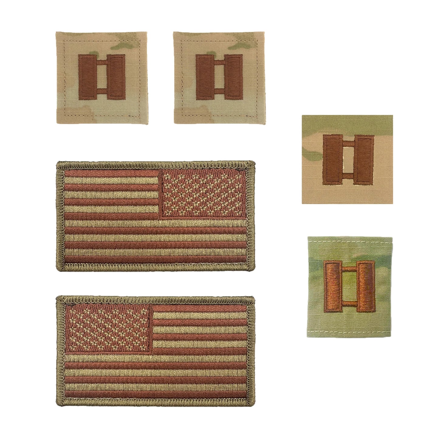 US Air Force Captain Rank and Reverse OCP Spice Brown Flag Bundle