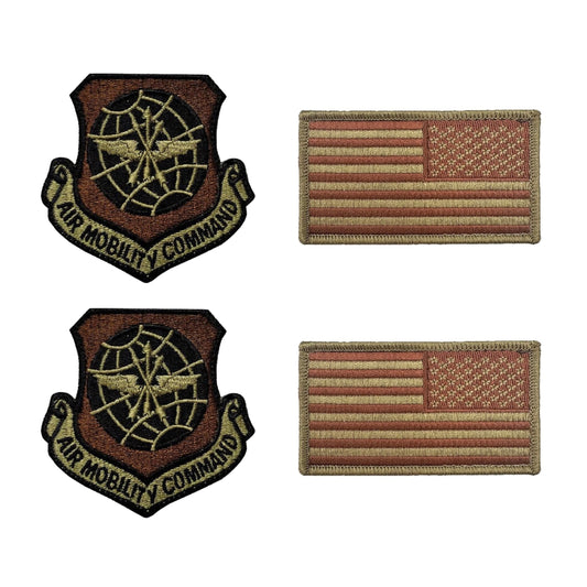 US Air Force Air Mobility Command OCP Spice Brown Patch and Flag Bundle