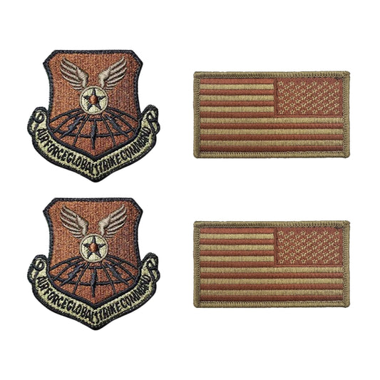 US Air Force Global Strike Command OCP Spice Brown Patch and Flag Bundle