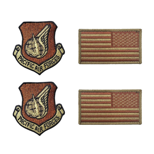 U.S. Air Force Pacific Air Forces OCP Spice Brown Patch and Flag Bundle Patch