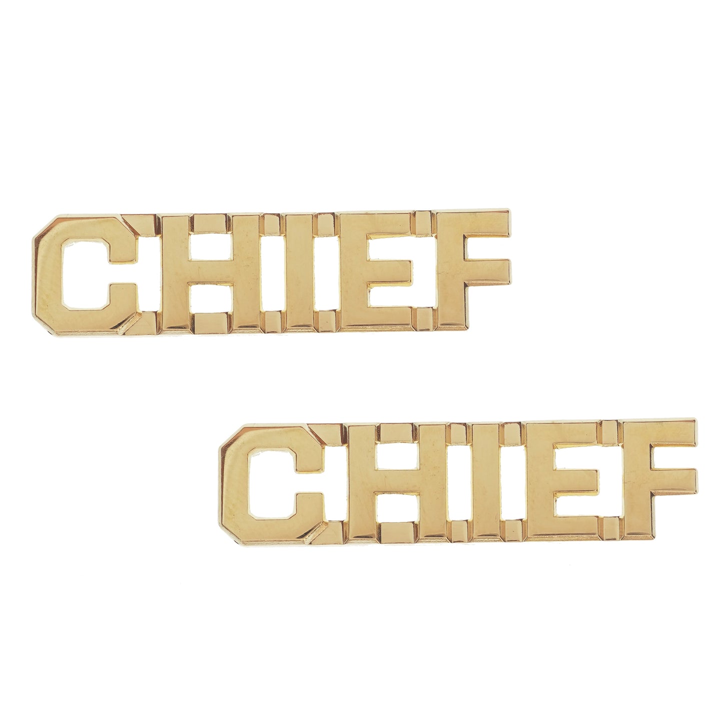 Police CHIEF Letters Pin 3/8" Sta-Brite Gold Pair