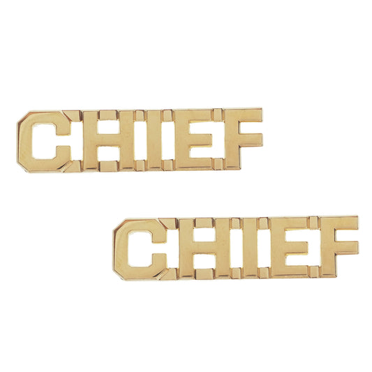 Police CHIEF Letters Pin 3/8" Sta-Brite Gold Pair