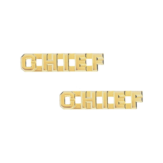 Police CHIEF Letters Pin 1/4" Sta-Brite Gold Pair