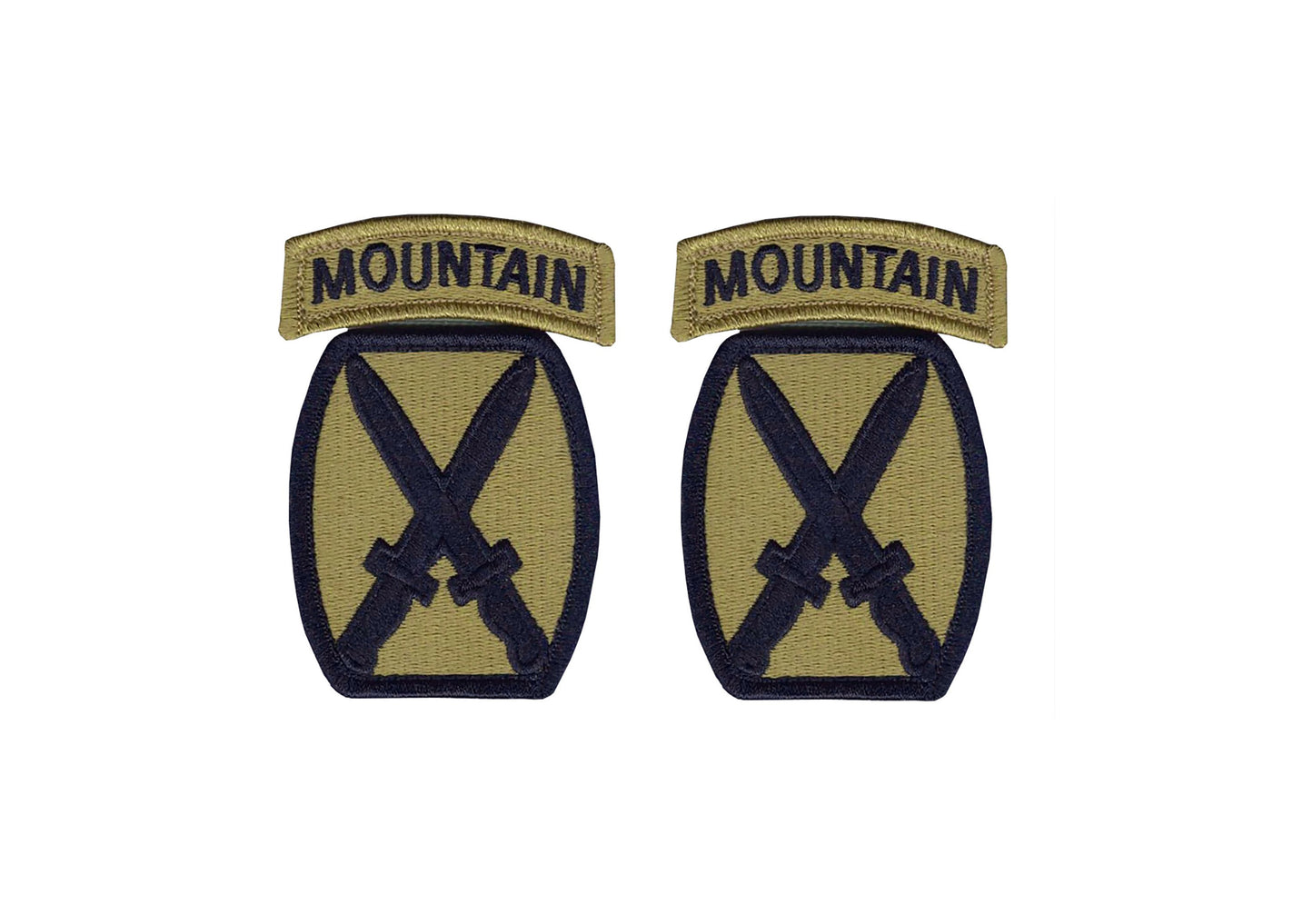 US Army 10th Mountain OCP Patch with Hook Fastener and Mountain Tab  (pair)