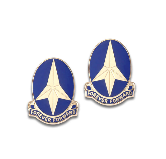197TH INFANTRY BRIGADE CREST "FOREVER FORWARD" (PAIR) Please allow 3-4 weeks for delivery.